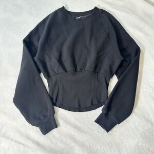 SWEATSHIRT Cropped Crewneck CORSET Fleece Victoria’s Secret BLACK Size S